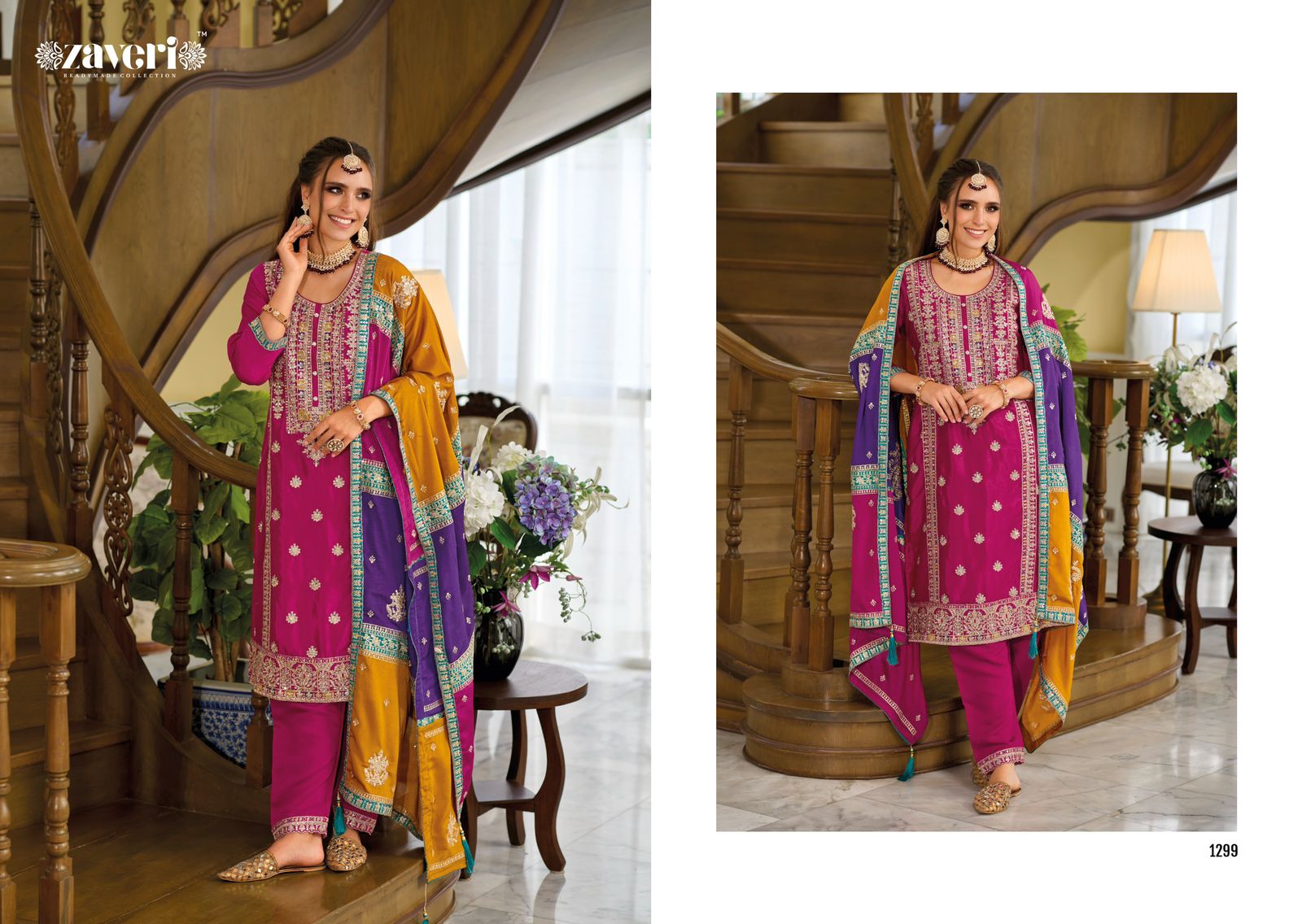 Twisha Zaveri Chinon Readymade Pant Style Suits Exporter India