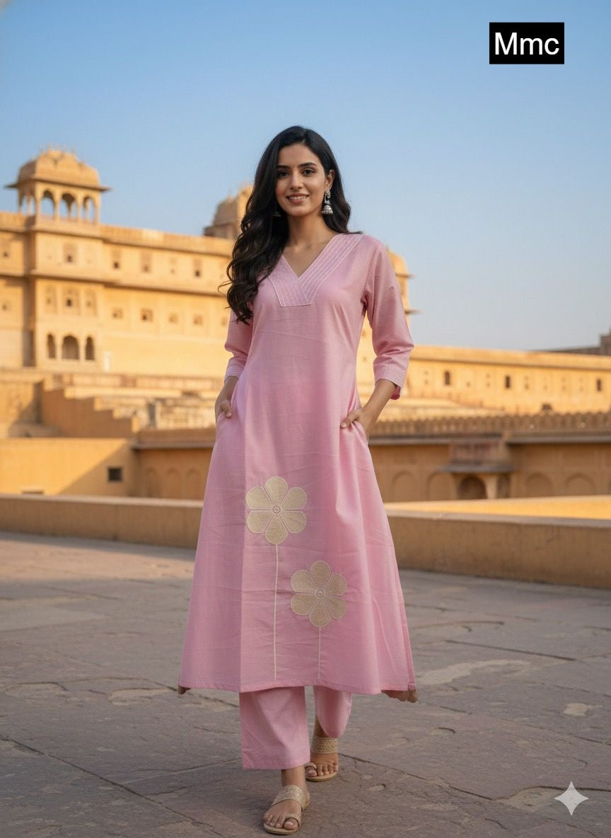 Two Flower Mmc Vatican Kurti Plazzo Set Wholesale