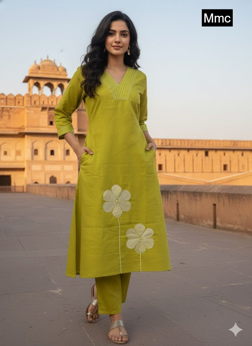 Two Flower Mmc Vatican Kurti Plazzo Set Wholesale