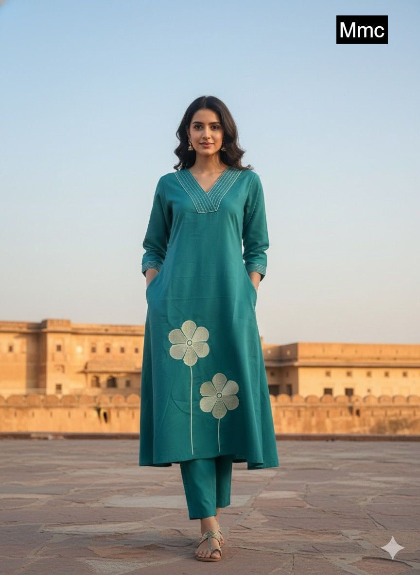 Two Flower Mmc Vatican Kurti Plazzo Set Wholesale