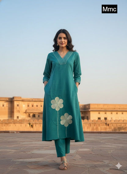 Two Flower Mmc Vatican Kurti Plazzo Set Wholesale
