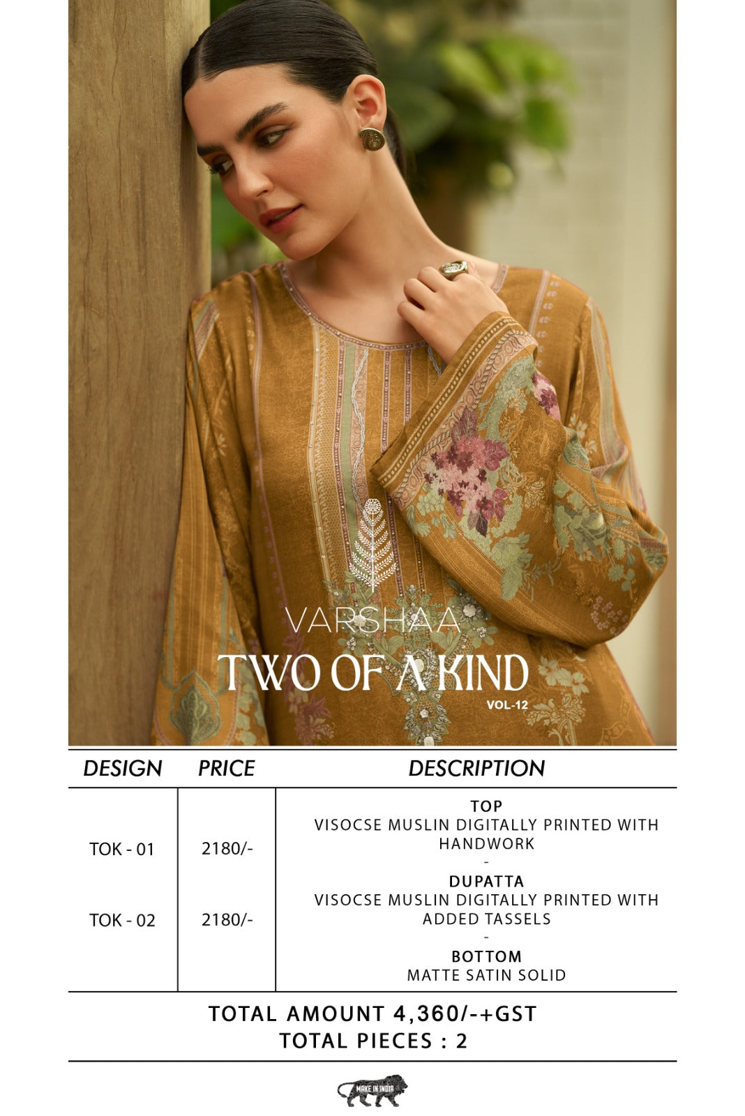 Two Of A Kind Vol 12 Varshaa Viscose Muslin Pant Style Suits Exporter India