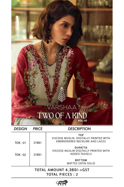 Two Of A Kind Vol 15 Varshaa Viscose Muslin Pakistani Salwar Suits Supplier Gujarat