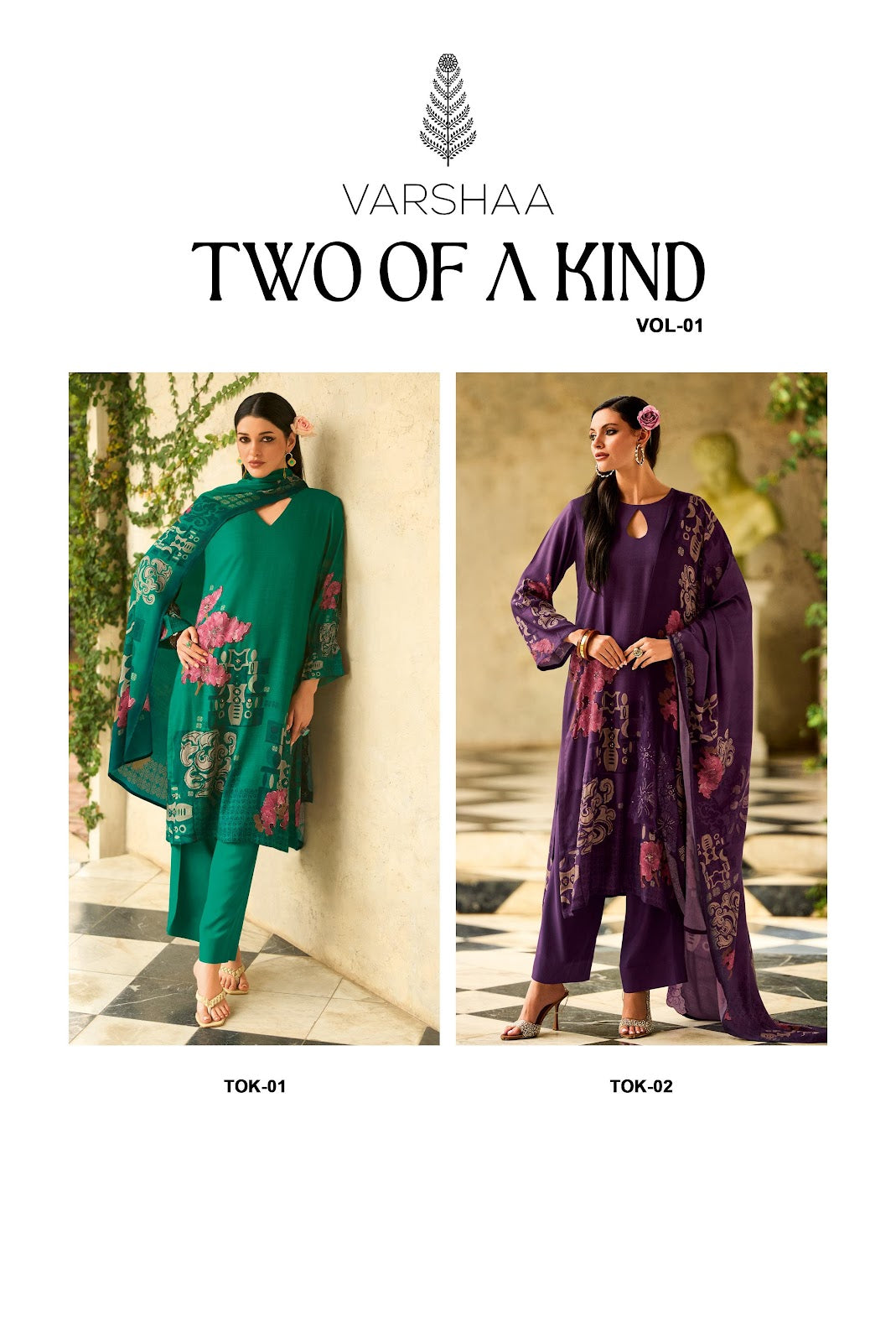 Two Of A Kind Vol 1 Varshaa Viscose Pashmina Suits Manufacturer Gujarat