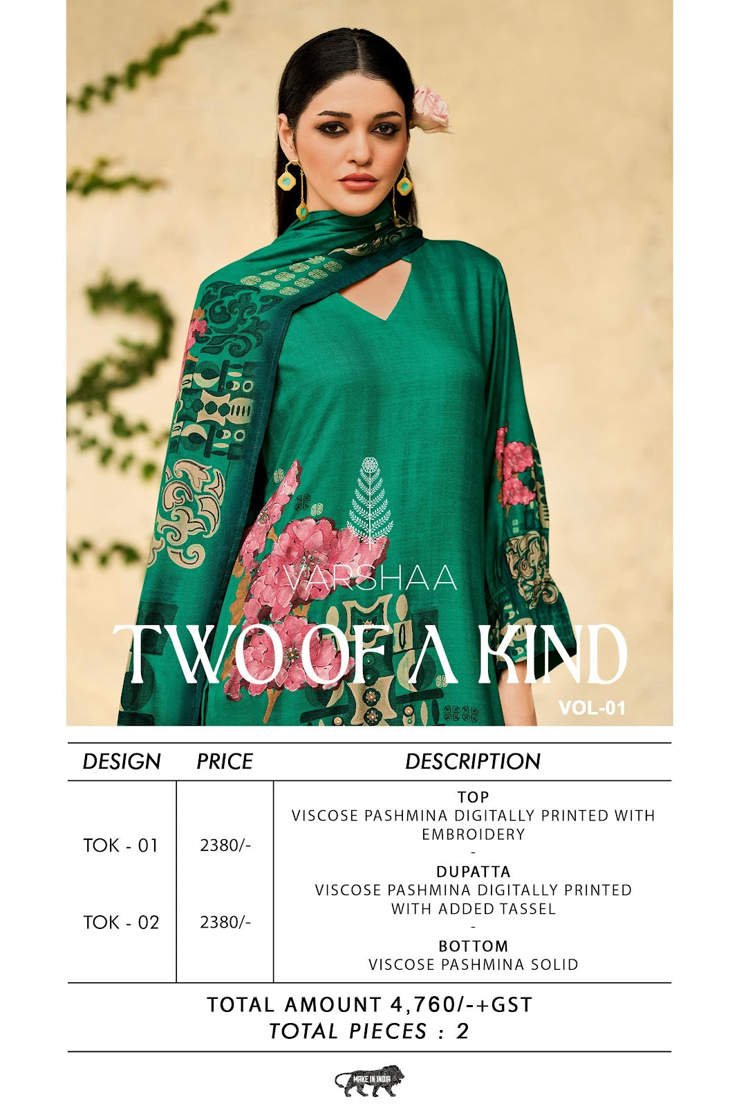 Two Of A Kind Vol 1 Varshaa Viscose Pashmina Suits Manufacturer Gujarat