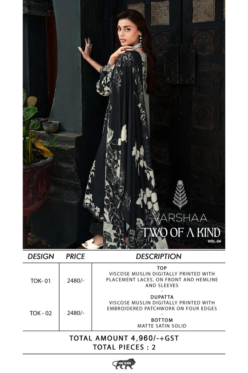 Two Of A Kind Vol 24 Varshaa Viscose Muslin Pant Style Suits Exporter Gujarat