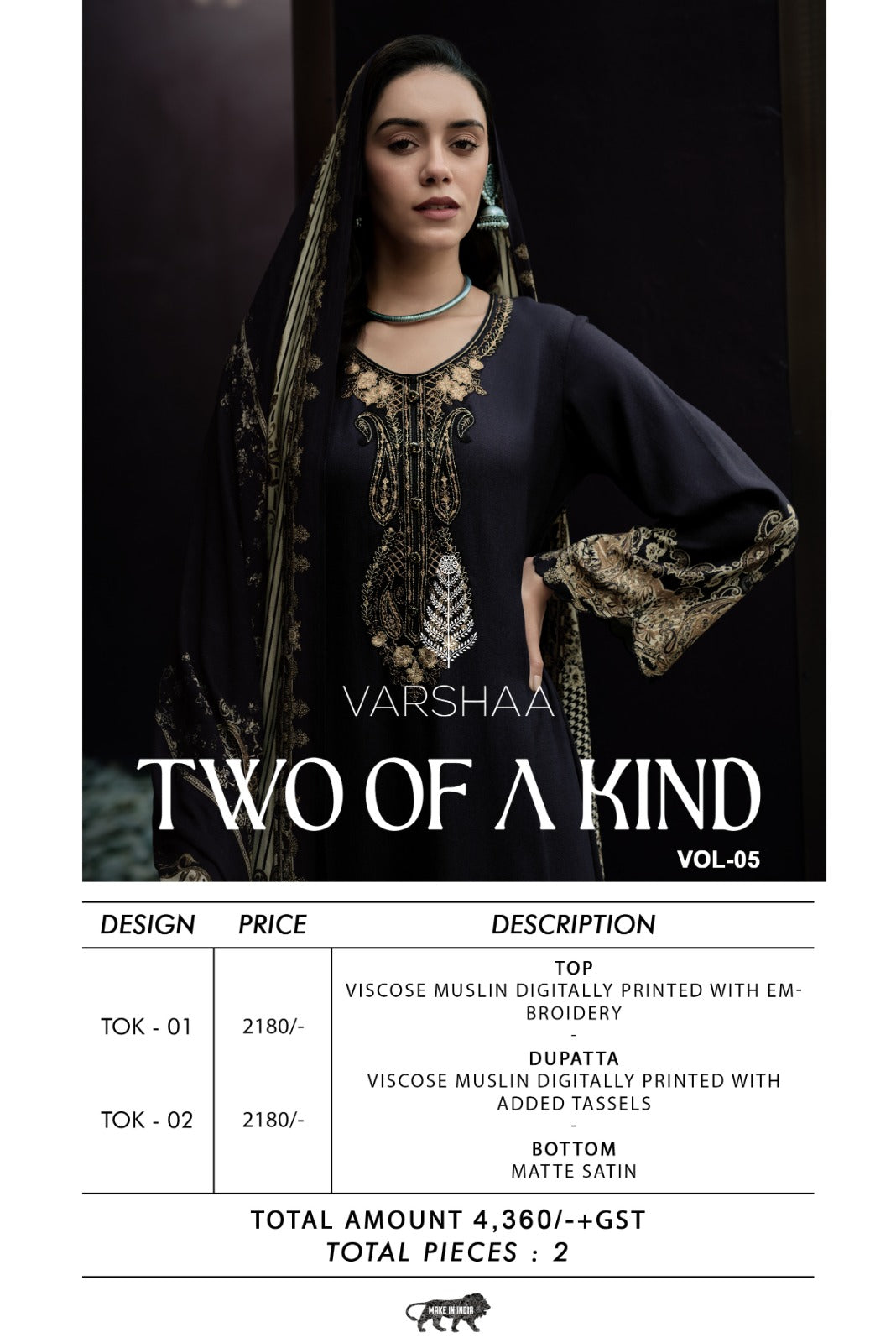 Two Of A Kind Vol 5 Varshaa Viscose Muslin Pant Style Suits Wholesale Price