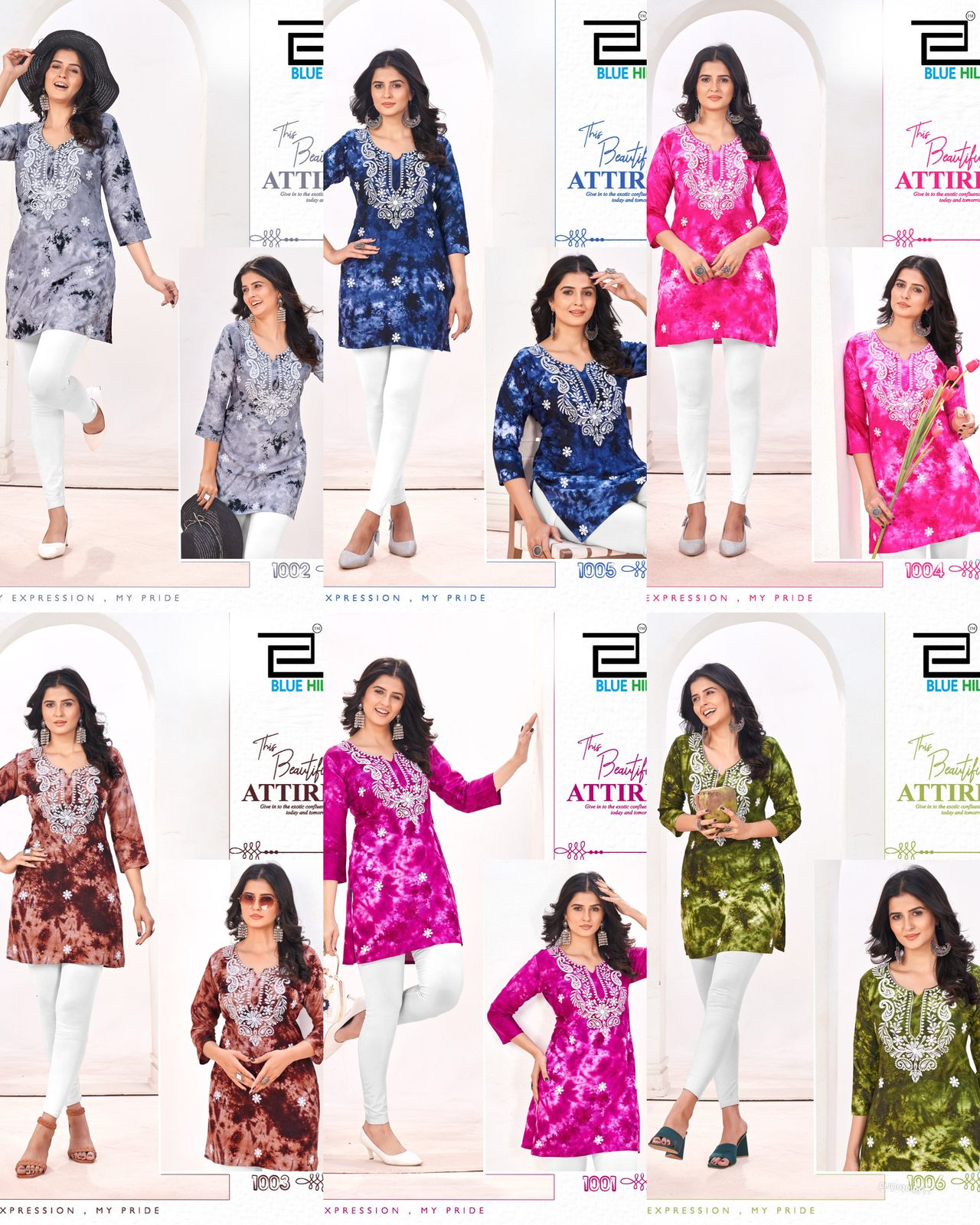 Tye Dye Bluehills Viscose Rayon Short Kurtis Exporter India