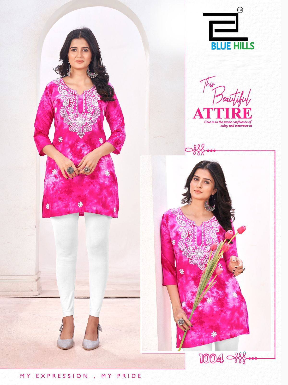 Tye Dye Bluehills Viscose Rayon Short Kurtis Exporter India