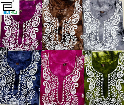 Tye Dye Bluehills Viscose Rayon Short Kurtis Exporter India