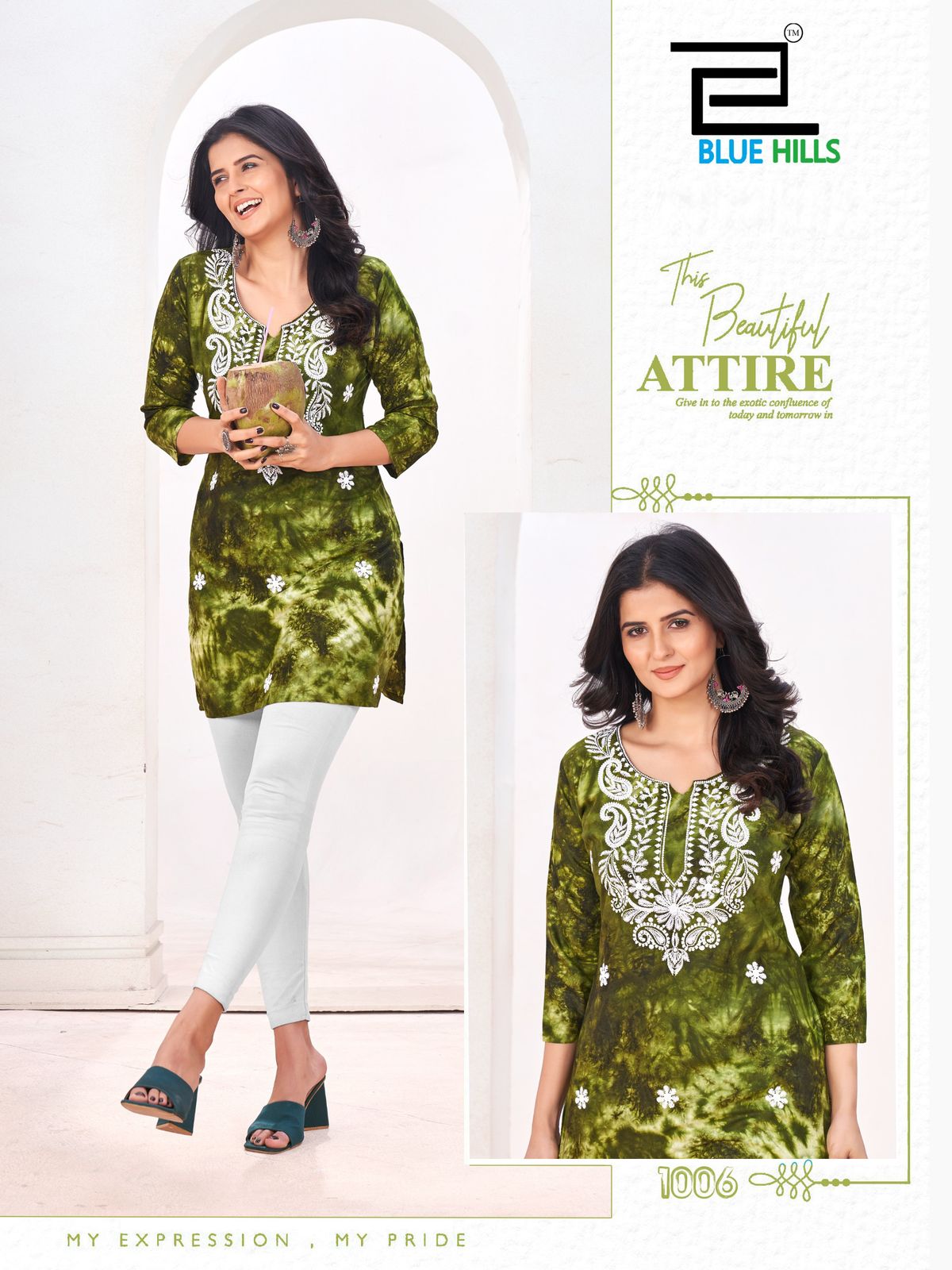 Tye Dye Bluehills Viscose Rayon Short Kurtis Exporter India