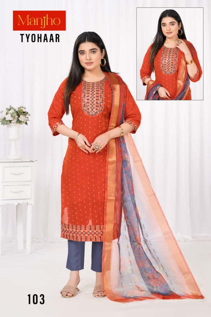 Tyohaar Manjho Modal Readymade Pant Style Suits Exporter