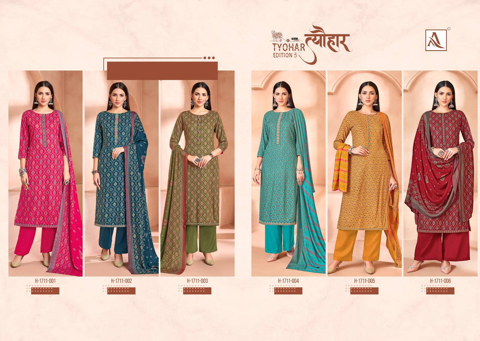 Tyohar Edition 5 Alok Viscose Pashmina Suits Supplier Gujarat