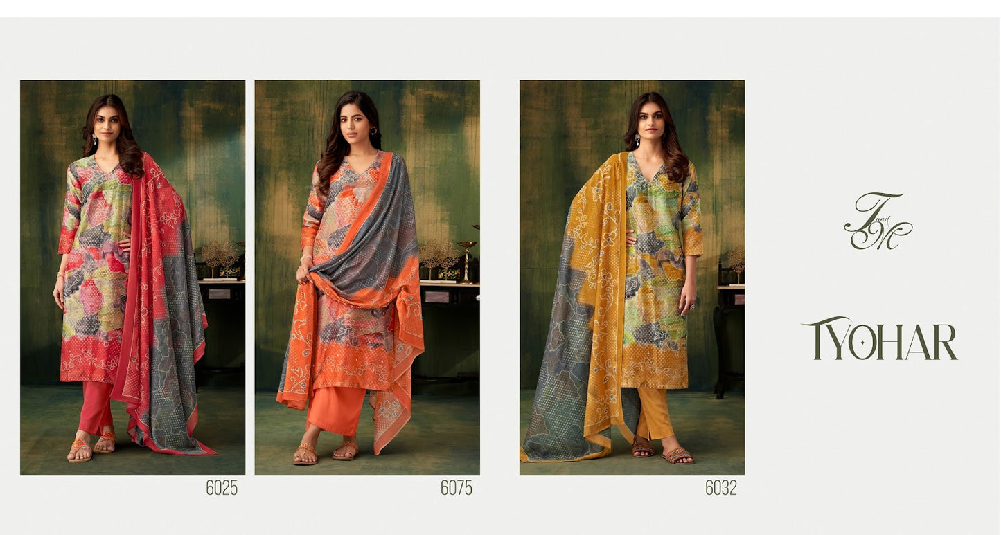 Tyohar Tm Chanderi Silk Plazzo Style Suits Exporter Gujarat