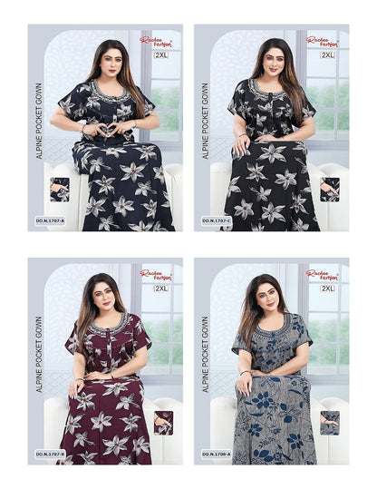 U Neck 100625 Ruchee Fashion Alpine Night Gowns Manufacturer Gujarat