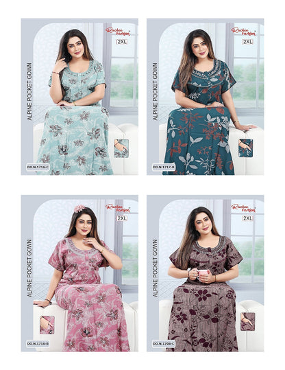 U Neck 100625 Ruchee Fashion Alpine Night Gowns Manufacturer Gujarat