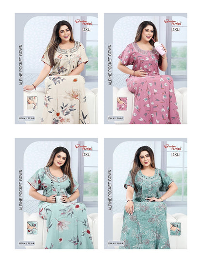 U Neck 100625 Ruchee Fashion Alpine Night Gowns Manufacturer Gujarat