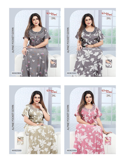 U Neck 100625 Ruchee Fashion Alpine Night Gowns Manufacturer Gujarat