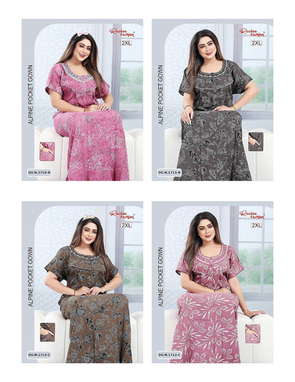 U Neck 100625 Ruchee Fashion Alpine Night Gowns Manufacturer Gujarat