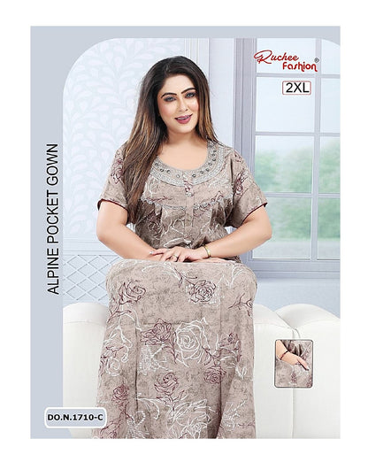 U Neck 100625 Ruchee Fashion Alpine Night Gowns Manufacturer Gujarat