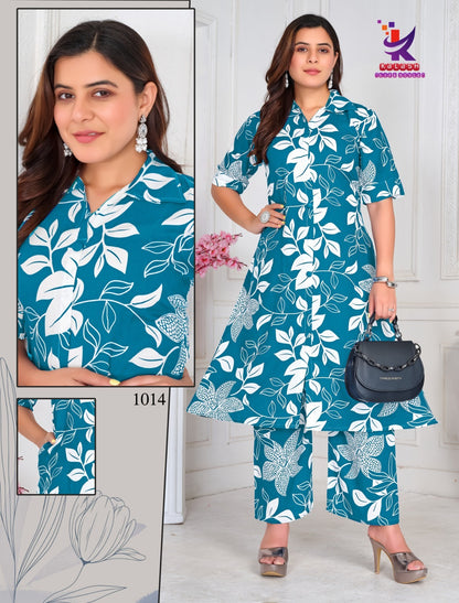 U Shine 2 Mlm Kalash Lifestyle Rayon 17Kg Kurti Pant Set Wholesale Price