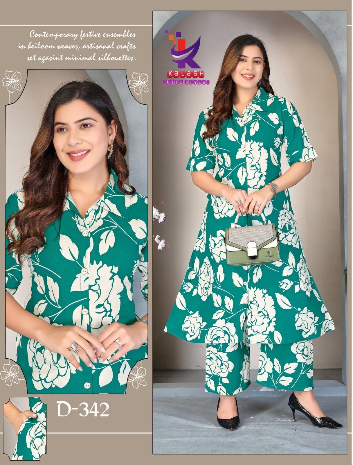 U Shine 4 Mlm Kalash Lifestyle Rayon 17Kg Kurti Plazzo Set Wholesaler India