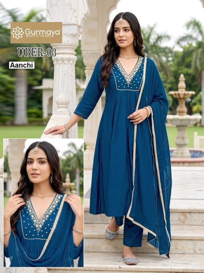 Uber Gurmaya Aanchi Coral Silk Readymade Pant Style Suits Manufacturer Gujarat