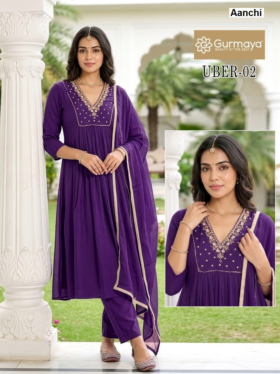 Uber Gurmaya Aanchi Coral Silk Readymade Pant Style Suits Manufacturer Gujarat
