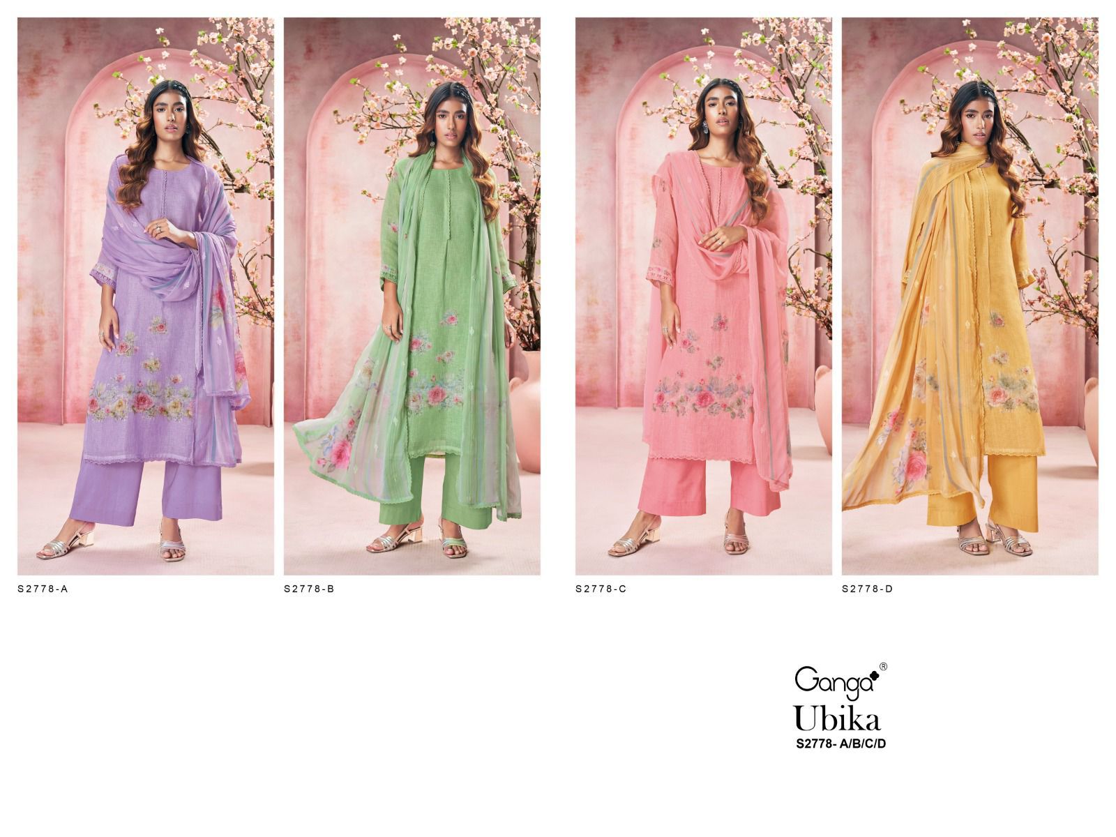 Ubika 2778 Ganga Pure Linen Plazzo Style Suits Manufacturer
