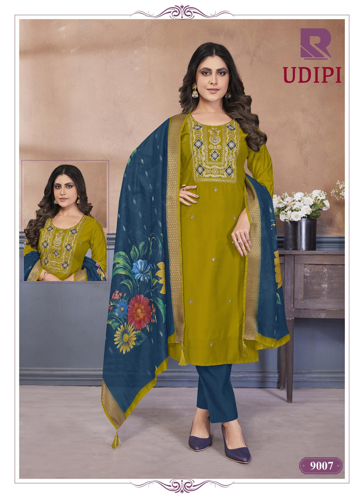 Udipi Raashi Roman Silk Readymade Pant Style Suits Exporter India
