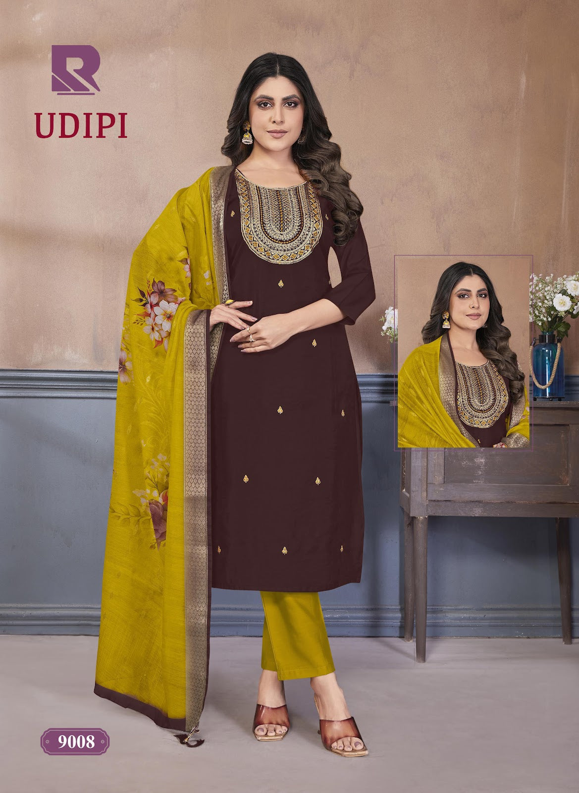 Udipi Raashi Roman Silk Readymade Pant Style Suits Exporter India