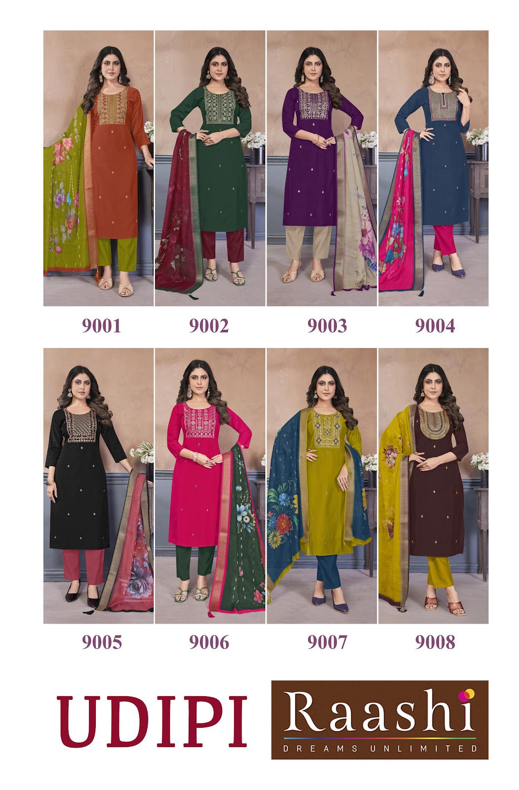 Udipi Raashi Roman Silk Readymade Pant Style Suits Exporter India