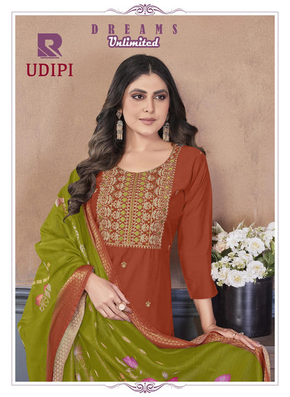 Udipi Raashi Roman Silk Readymade Pant Style Suits Exporter India