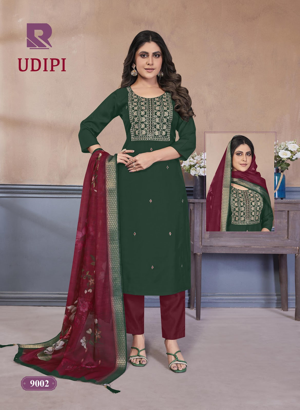 Udipi Raashi Roman Silk Readymade Pant Style Suits Exporter India