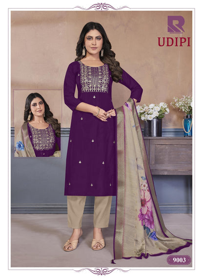 Udipi Raashi Roman Silk Readymade Pant Style Suits Exporter India