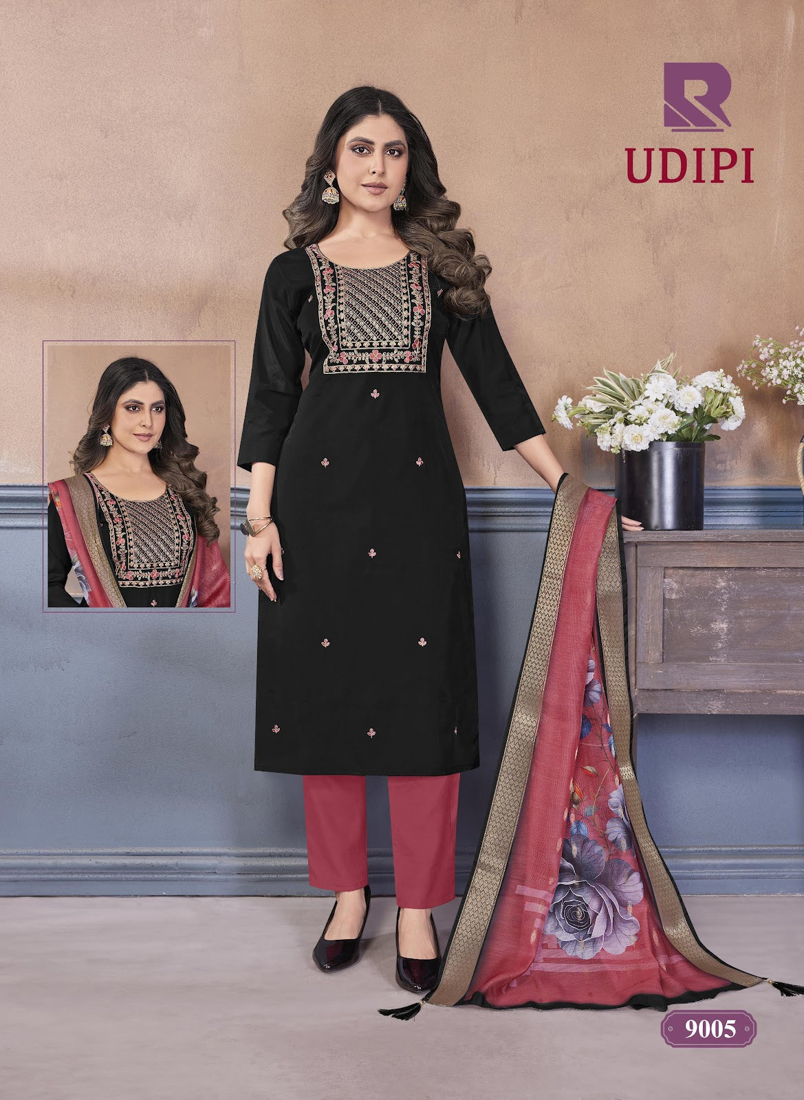 Udipi Raashi Roman Silk Readymade Pant Style Suits Exporter India