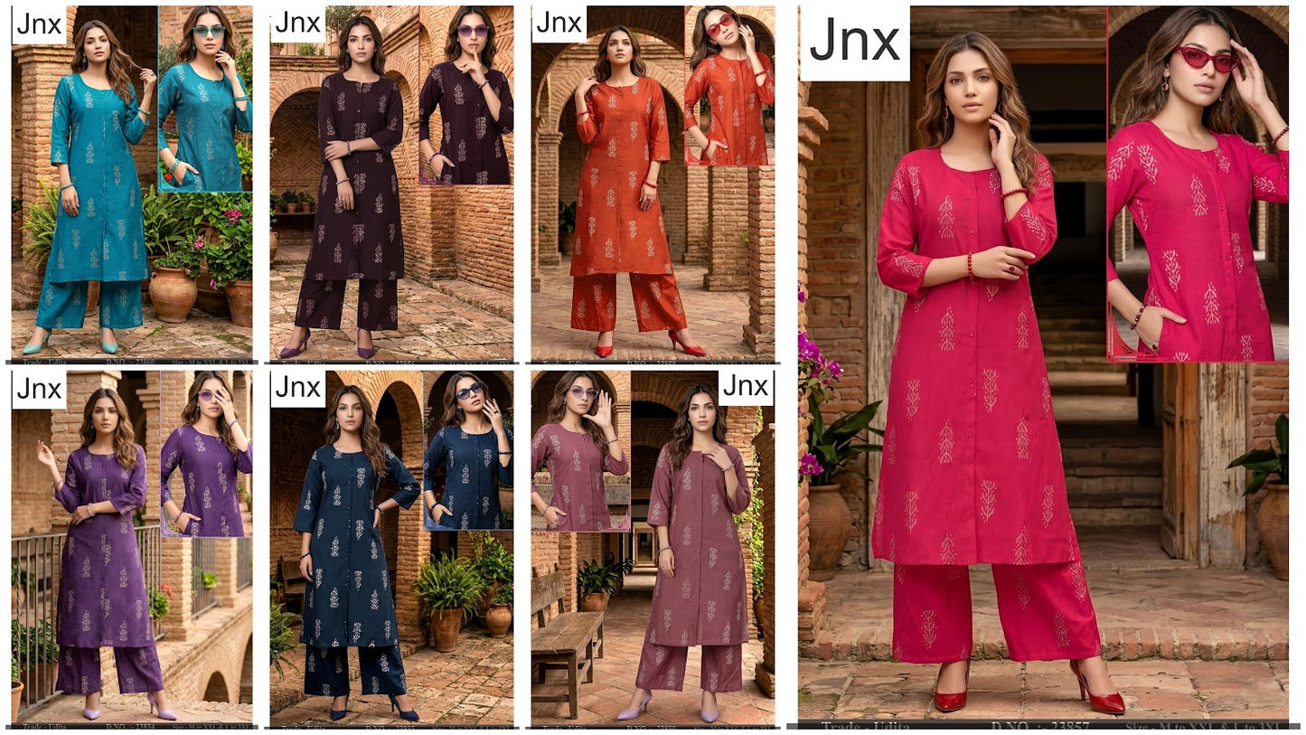 Udita Jnx Vertican Kurti Plazzo Set Wholesale