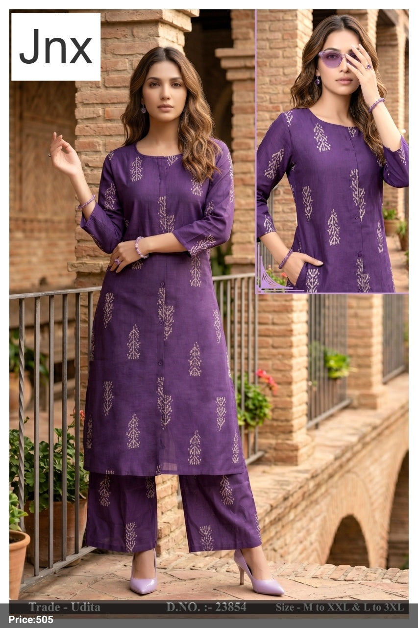 Udita Jnx Vertican Kurti Plazzo Set Wholesale
