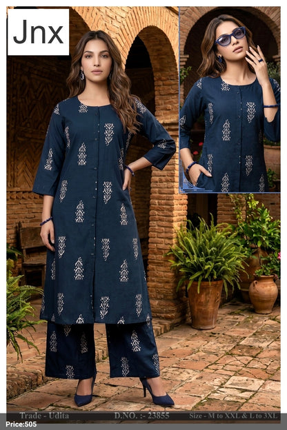 Udita Jnx Vertican Kurti Plazzo Set Wholesale