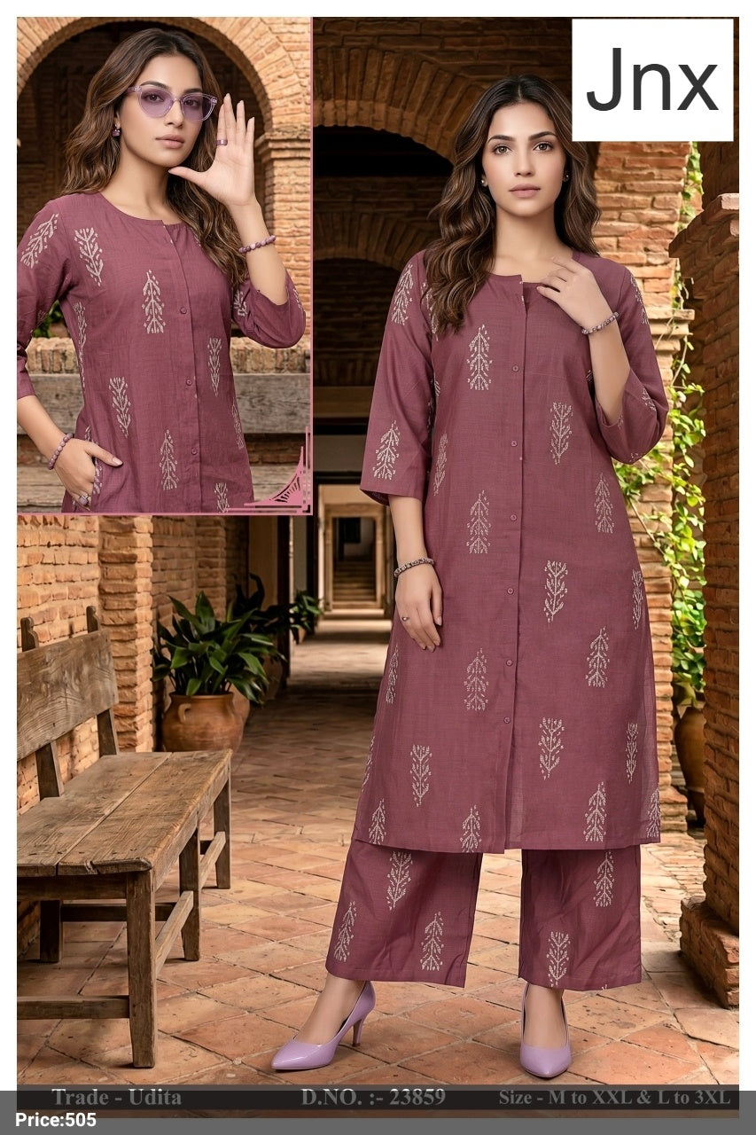 Udita Jnx Vertican Kurti Plazzo Set Wholesale