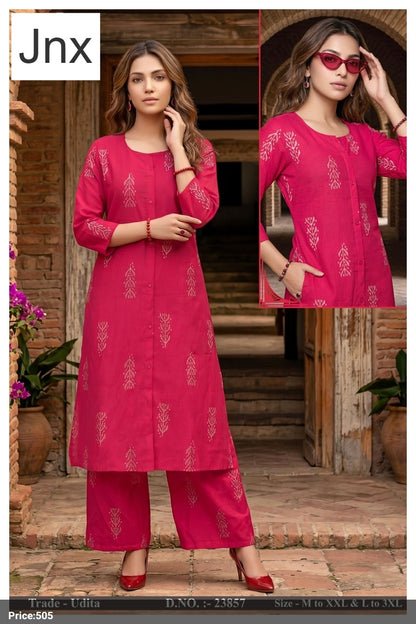 Udita Jnx Vertican Kurti Plazzo Set Wholesale
