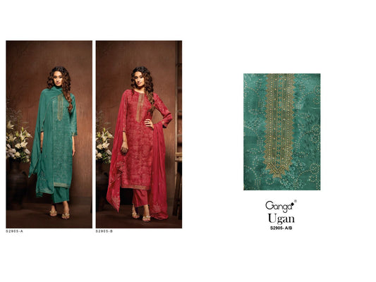 Ugan 2905 Ganga Bemberg Silk Plazzo Style Suits Wholesale Price
