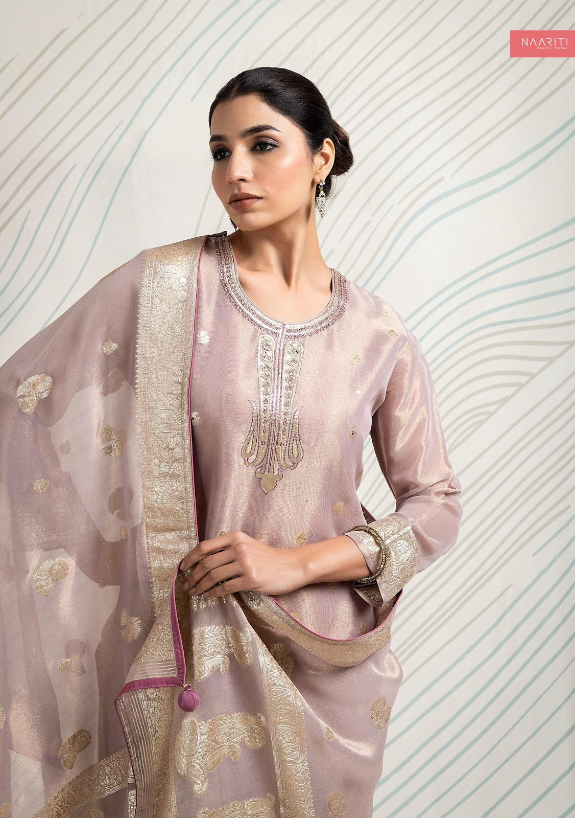 Ujjawala Naariti Tissue Jacquard Pant Style Suits Supplier Gujarat