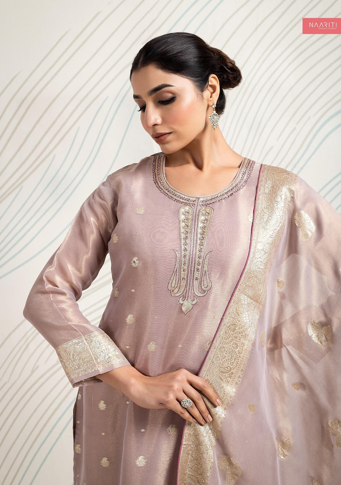 Ujjawala Naariti Tissue Jacquard Pant Style Suits Supplier Gujarat