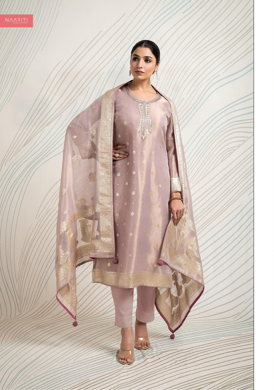Ujjawala Naariti Tissue Jacquard Pant Style Suits Supplier Gujarat