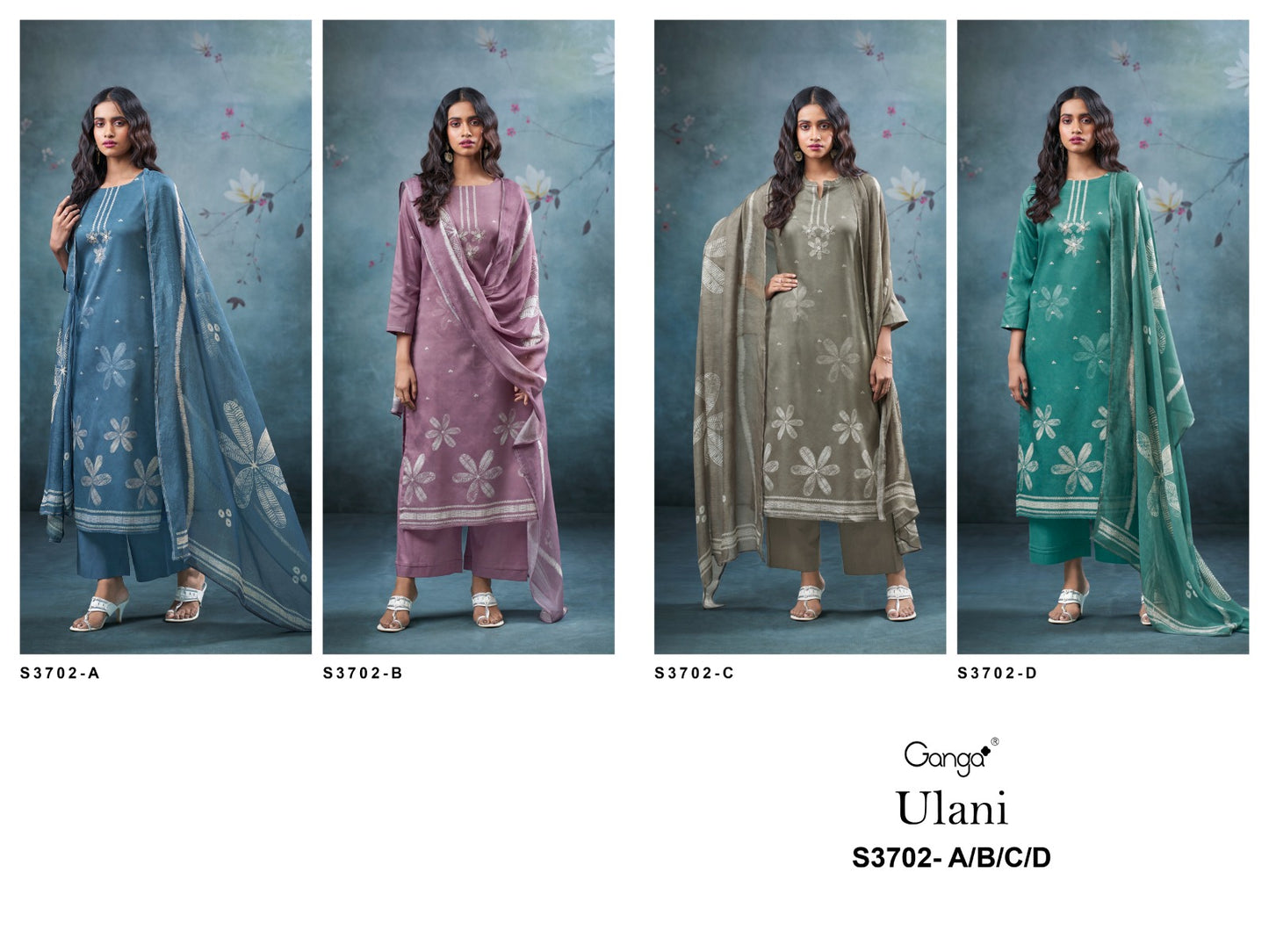 Ulani 3702 Ganga Premium Cotton Plazzo Style Suits Wholesale Price