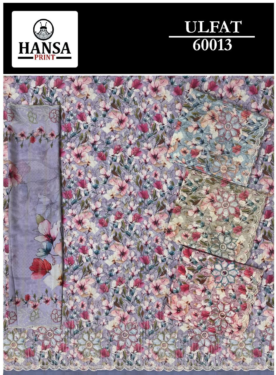 Ulfat 60013 Hansa Prints Muslin Salwar Suits Wholesaler India