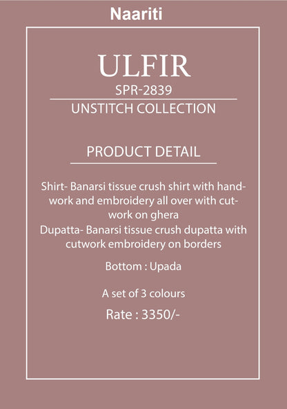 Ulfir 2839 Naariti Tissue Pant Style Suits Supplier
