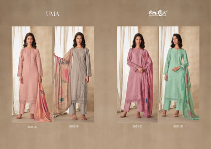 उमा ओमटेक्स लॉन कॉटन प्लाज़ो स्टाइल सूट