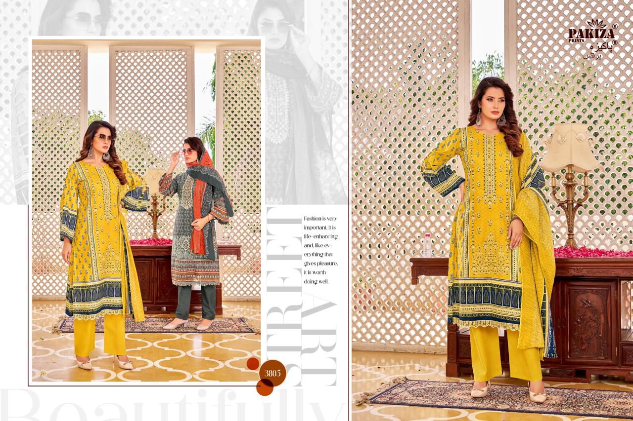 Umam Vol 38 Pakiza Prints Lawn Cotton Karachi Salwar Suits Wholesaler India